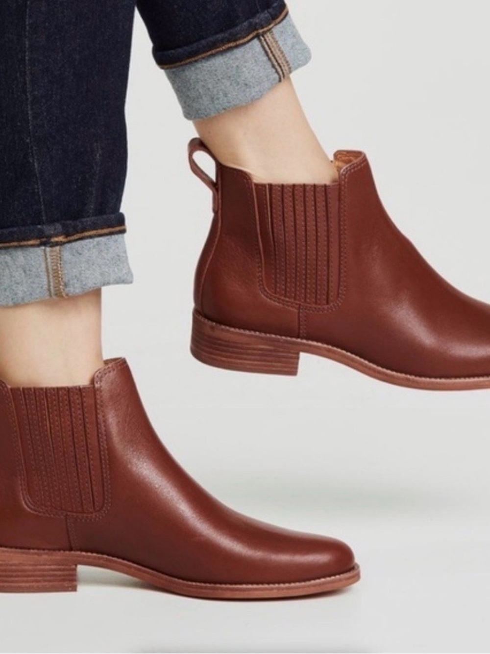 Madewell The Ainsley Chelsea Boots Cognac Leather Women’s Size 8.5